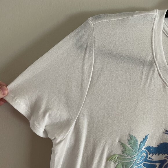 PINK Victorias Secret Women L Optic White Shine Logo Palm Trees Everyday Tee NWT - Picture 5 of 9